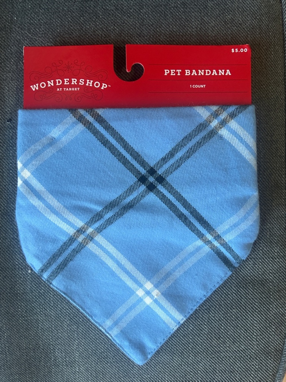 Limited edition Wondershop Light Blue Plaid Slip-On Pet Bandana NWT